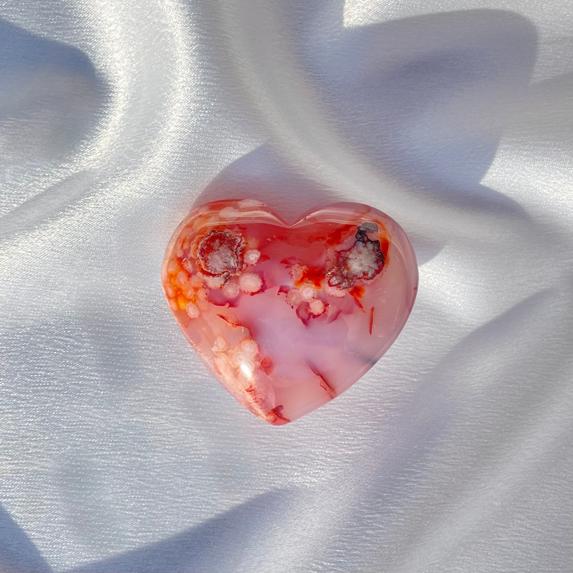 Carnelian Flower Agate Heart F