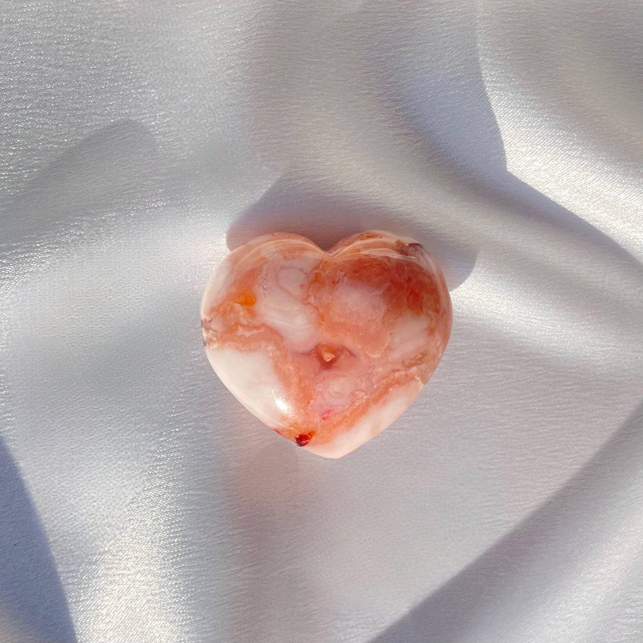 Carnelian Flower Agate Heart K