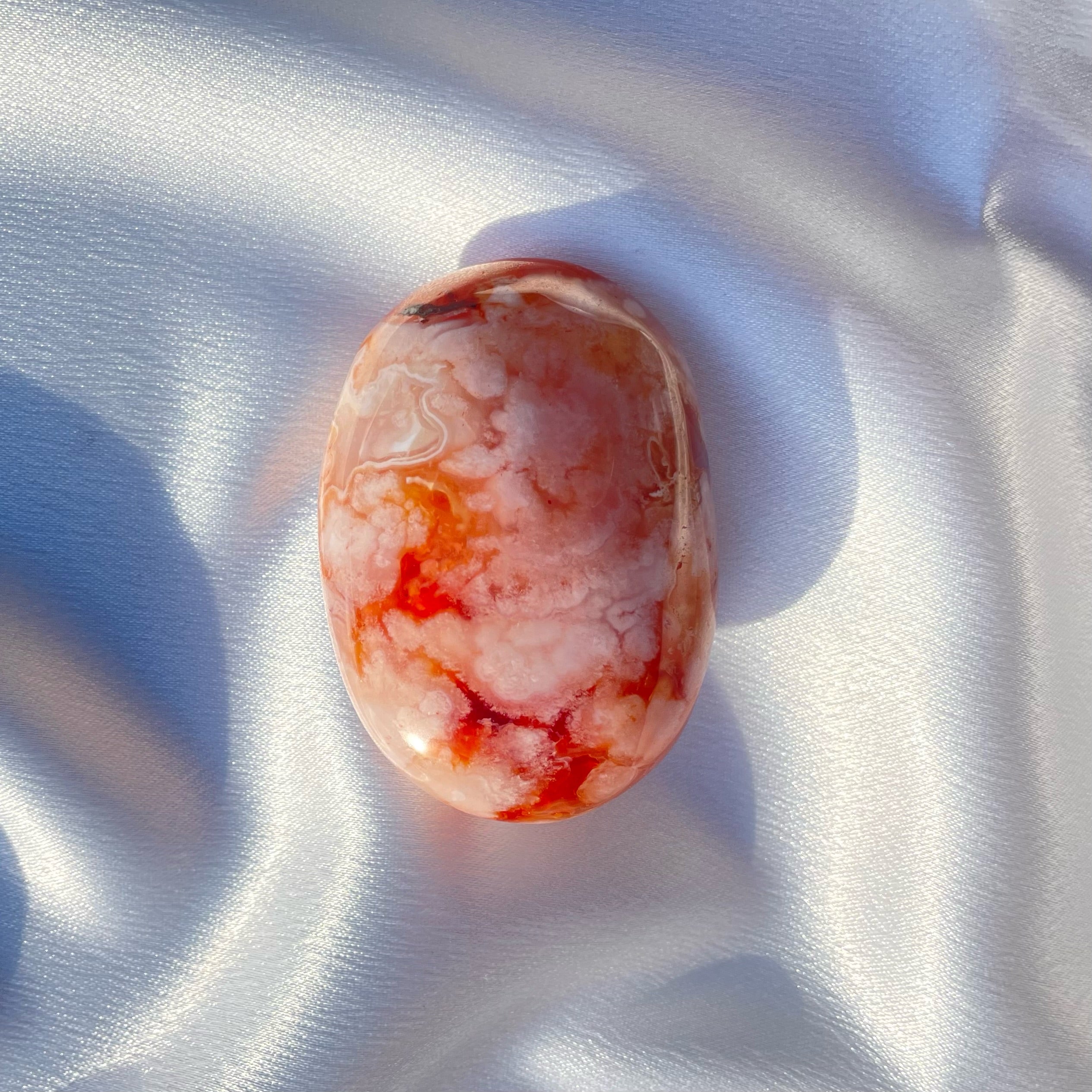 Carnelian Flower Agate Palm Stone B
