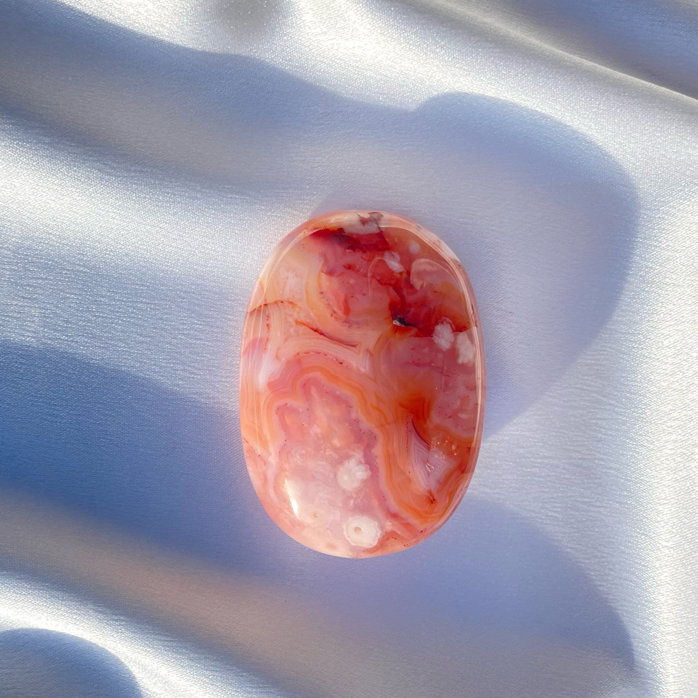 Carnelian Flower Agate Palm Stone C
