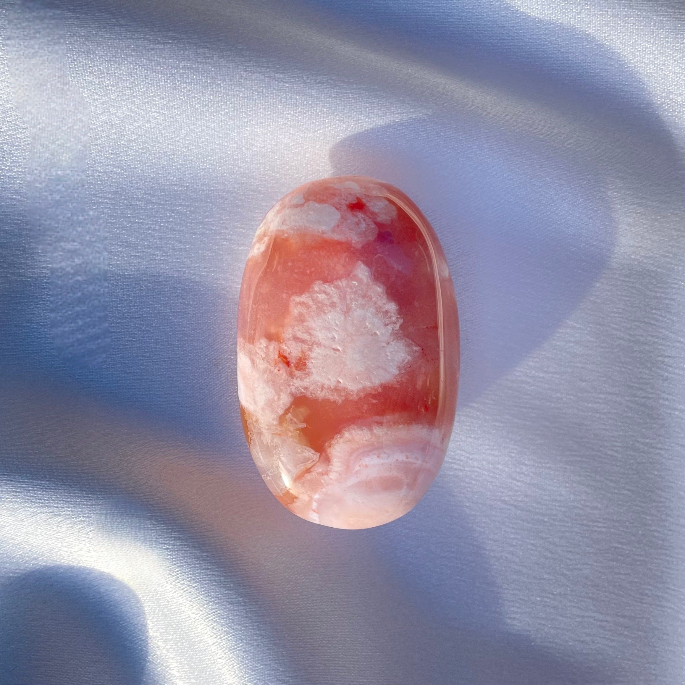 Carnelian Flower Agate Palm Stone F