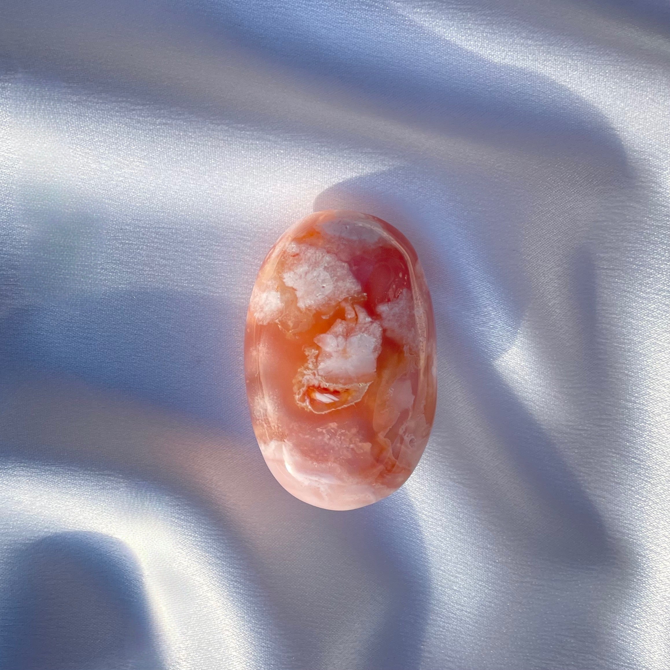 Carnelian Flower Agate Palm Stone F