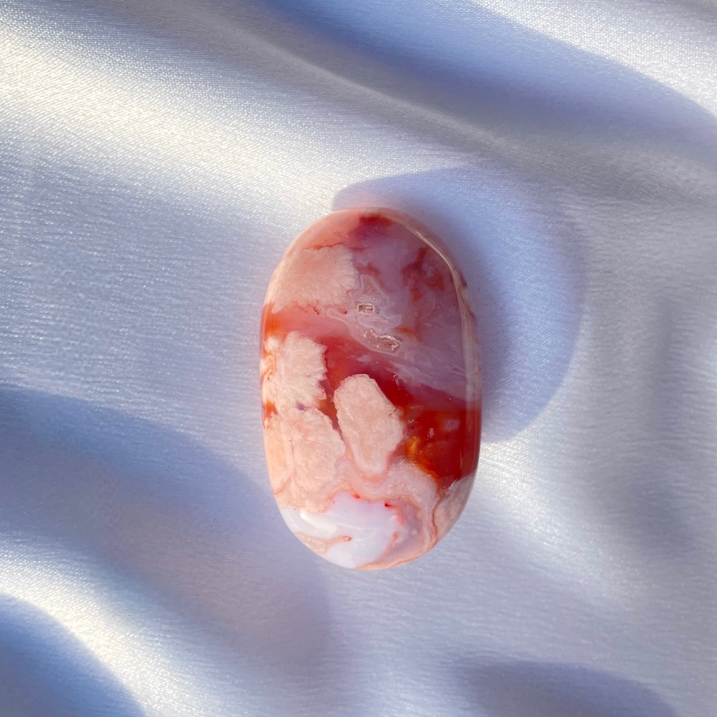 Carnelian Flower Agate Palm Stone G