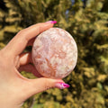 Pink Amethyst x Flower Agate Palm Stone B