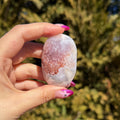 Pink Amethyst x Flower Agate Palm Stone H