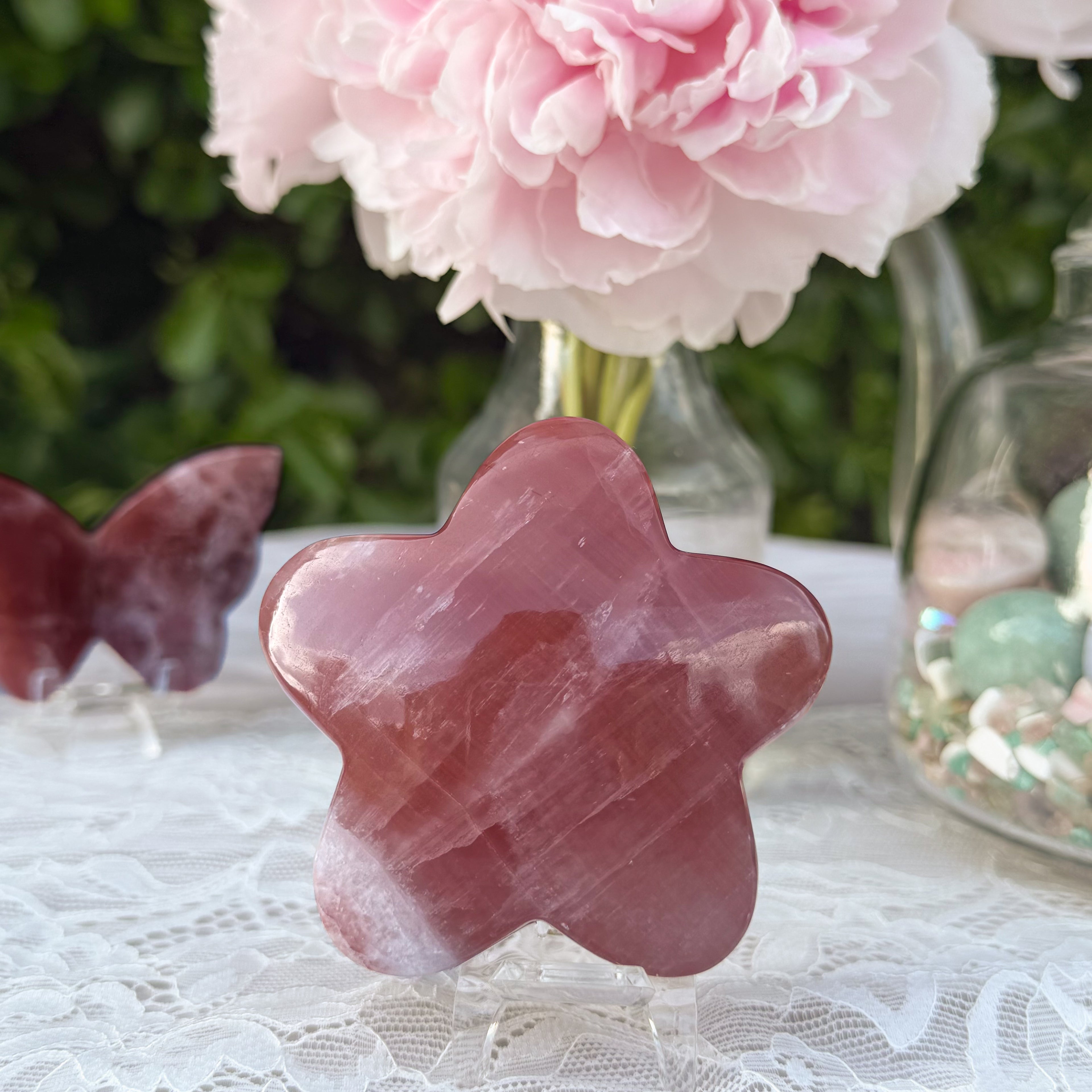 Rose Calcite Star Carving (Choose Your Own)