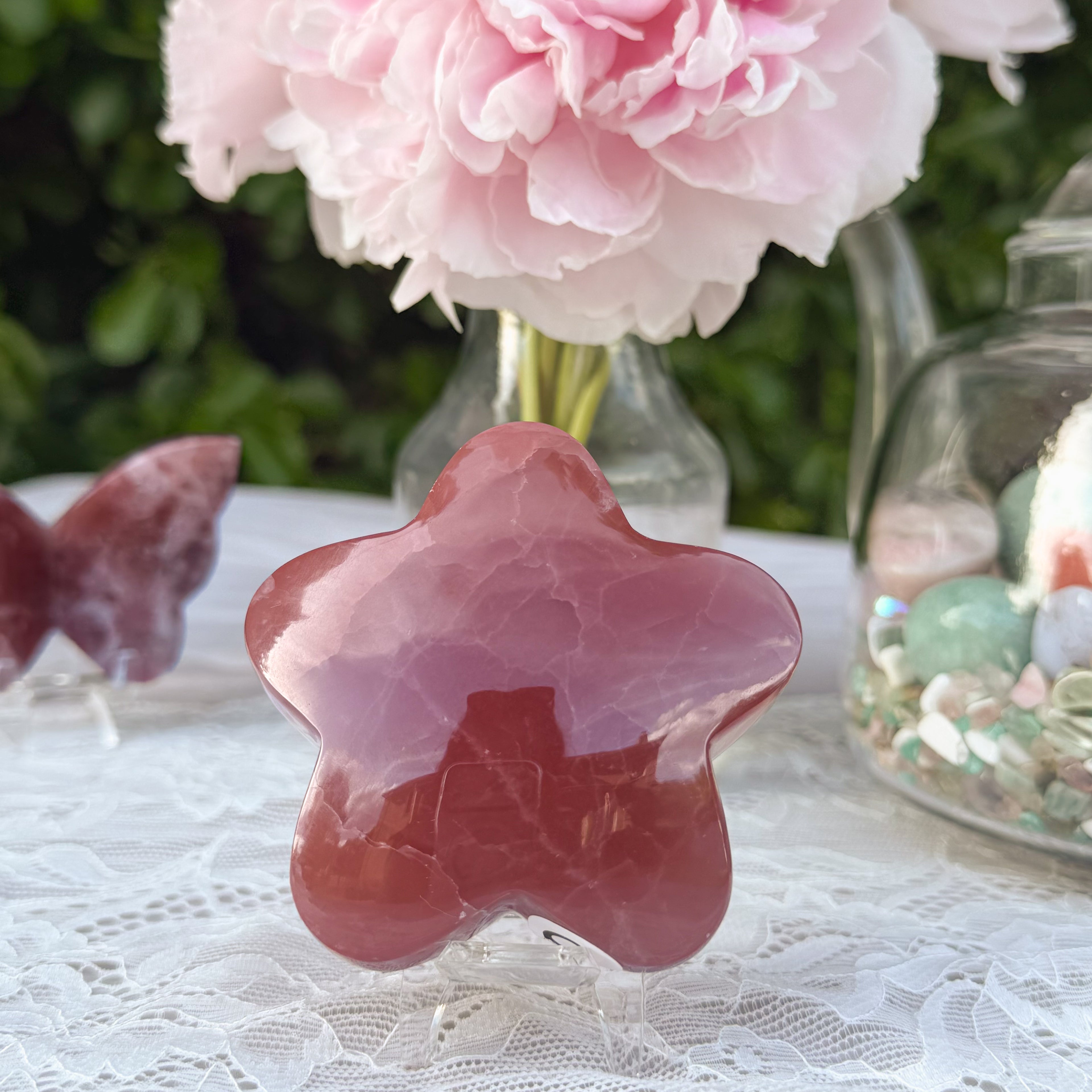 Rose Calcite Star Carving (Choose Your Own)