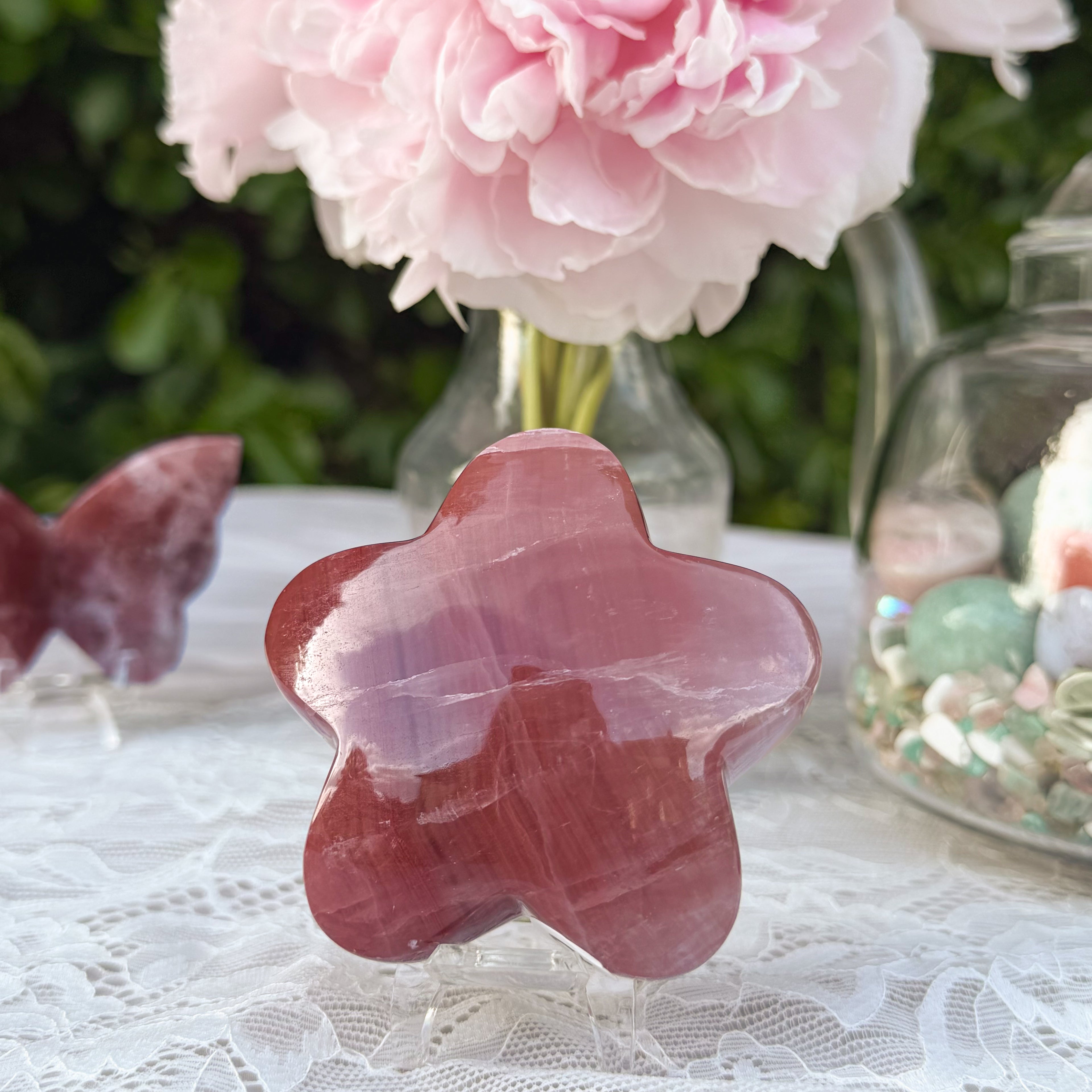 Rose Calcite Star Carving (Choose Your Own)