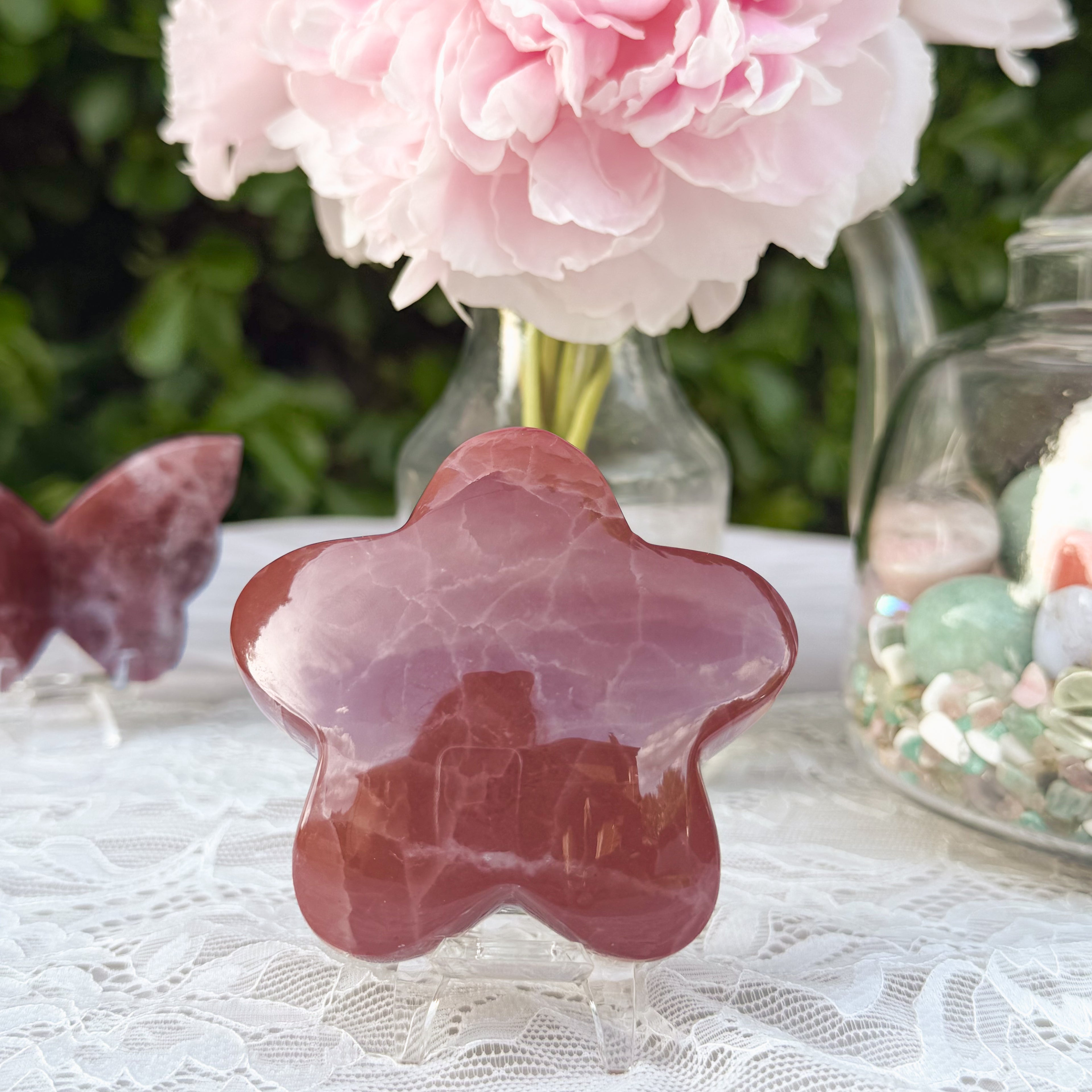 Rose Calcite Star Carving (Choose Your Own)