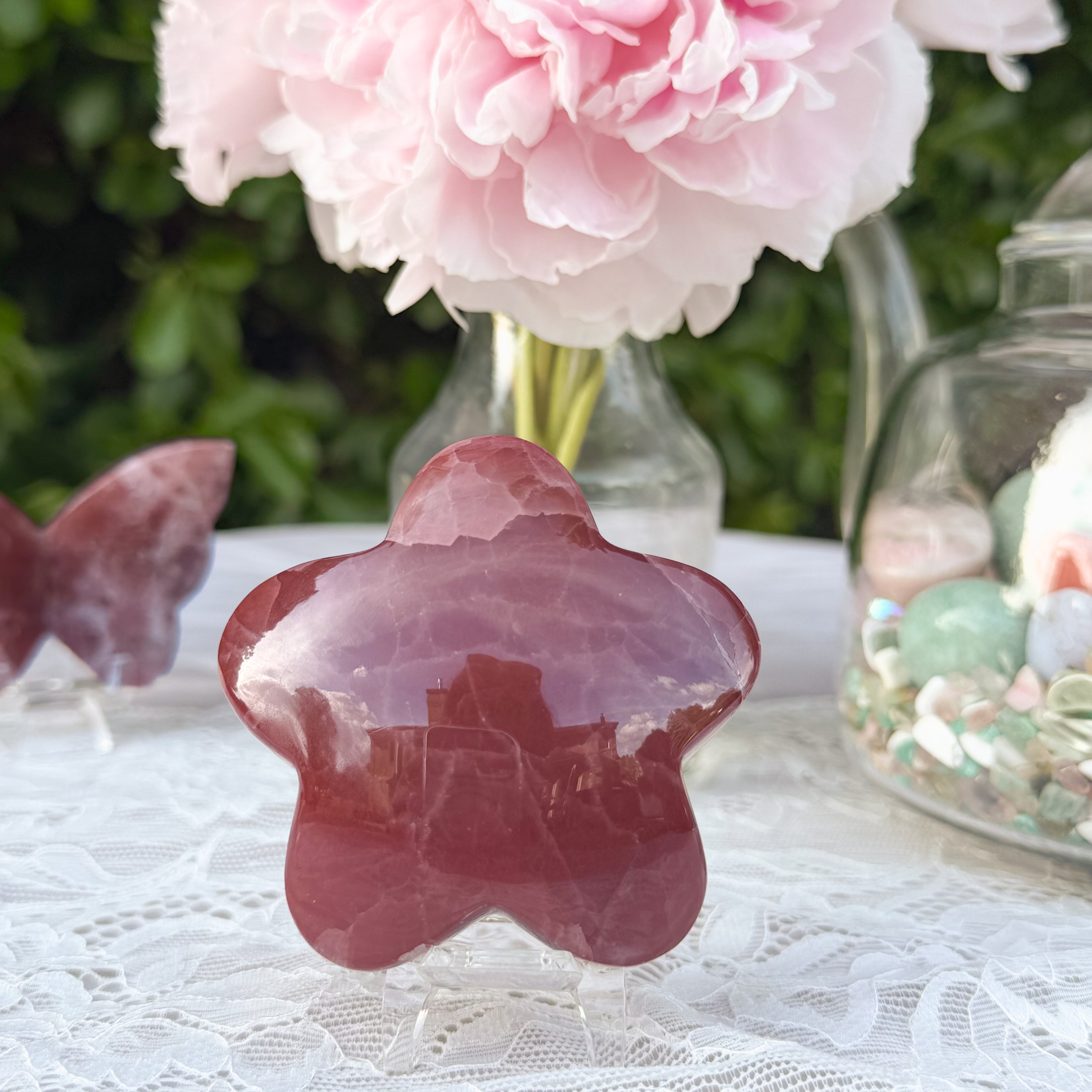 Rose Calcite Star Carving (Choose Your Own)