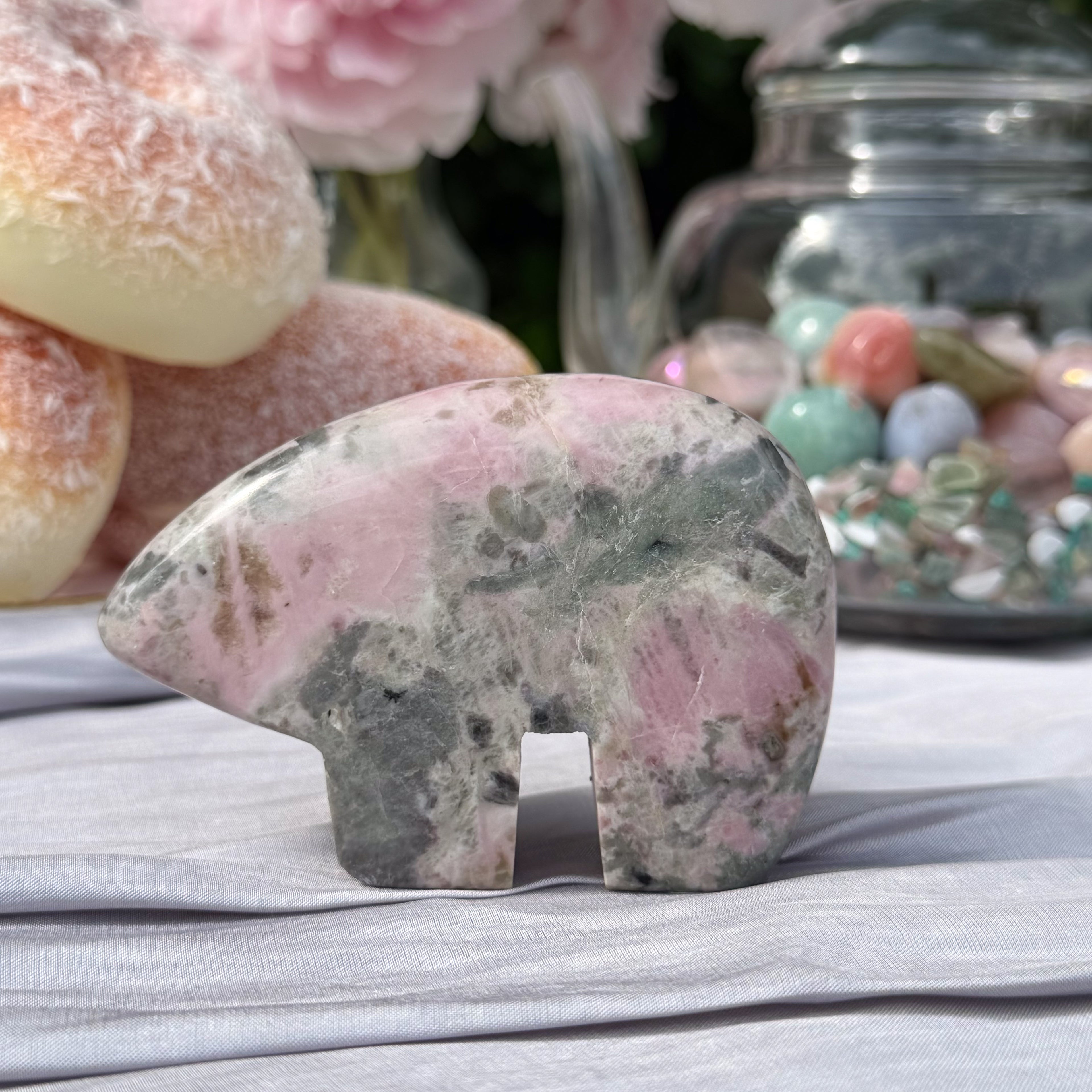 Pink Thulite & Epidote Bears (Choose Your Own)