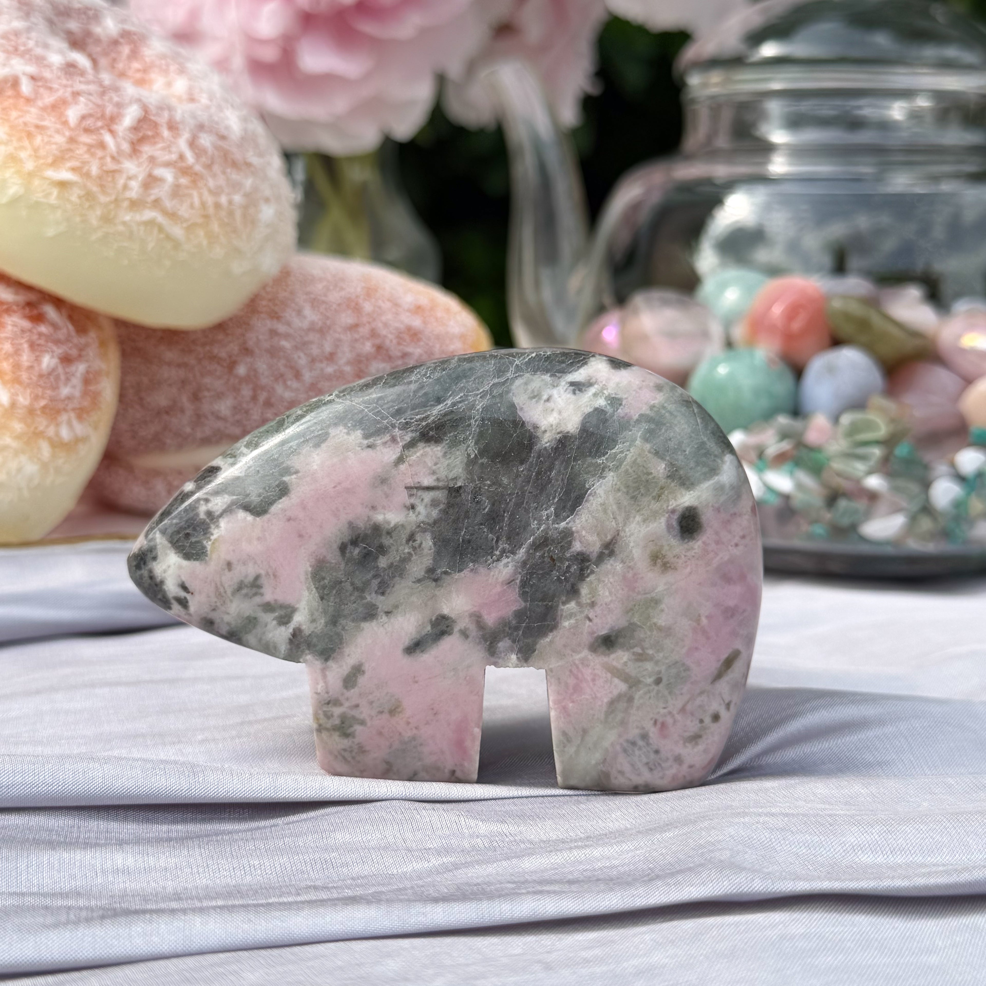 Pink Thulite & Epidote Bears (Choose Your Own)