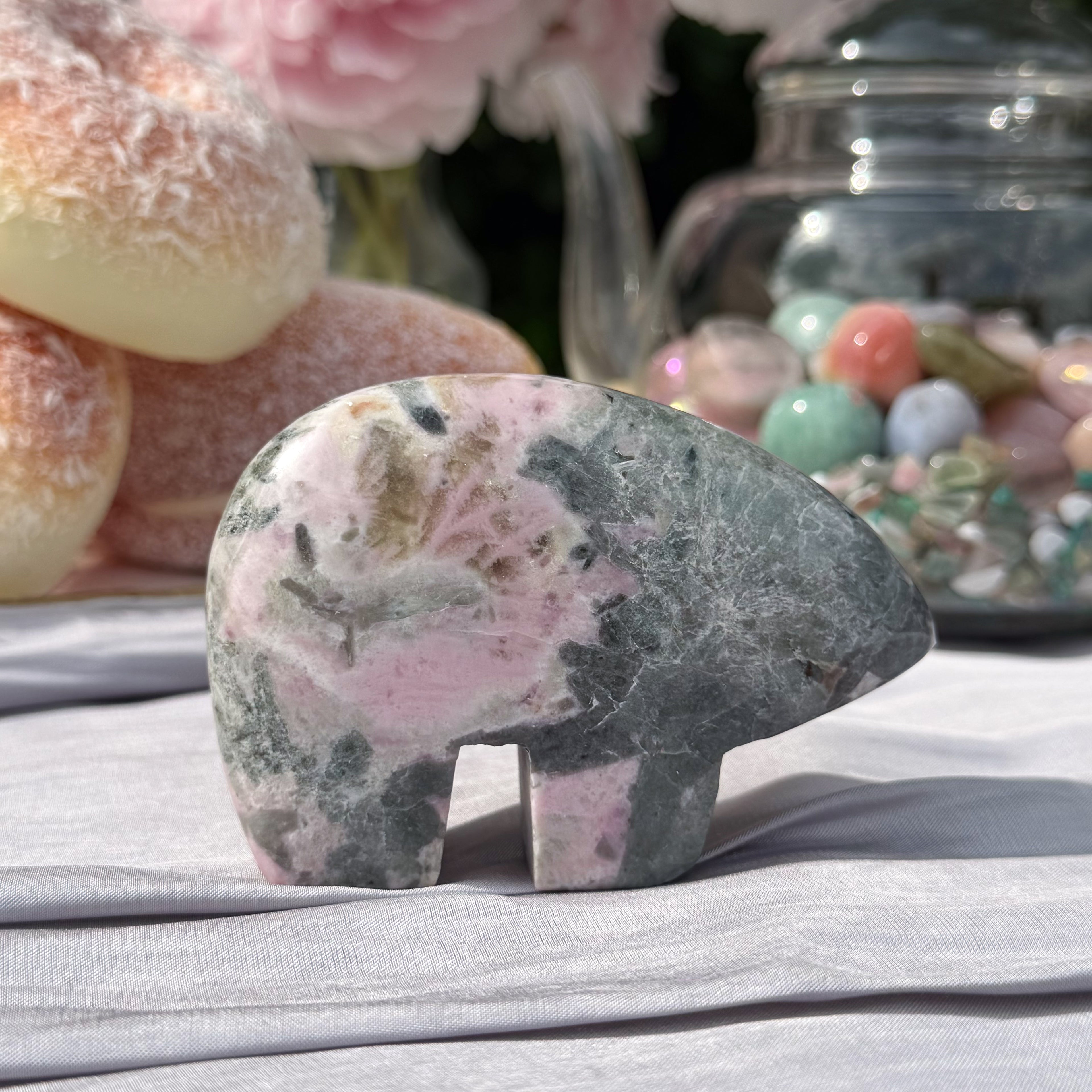 Pink Thulite & Epidote Bears (Choose Your Own)