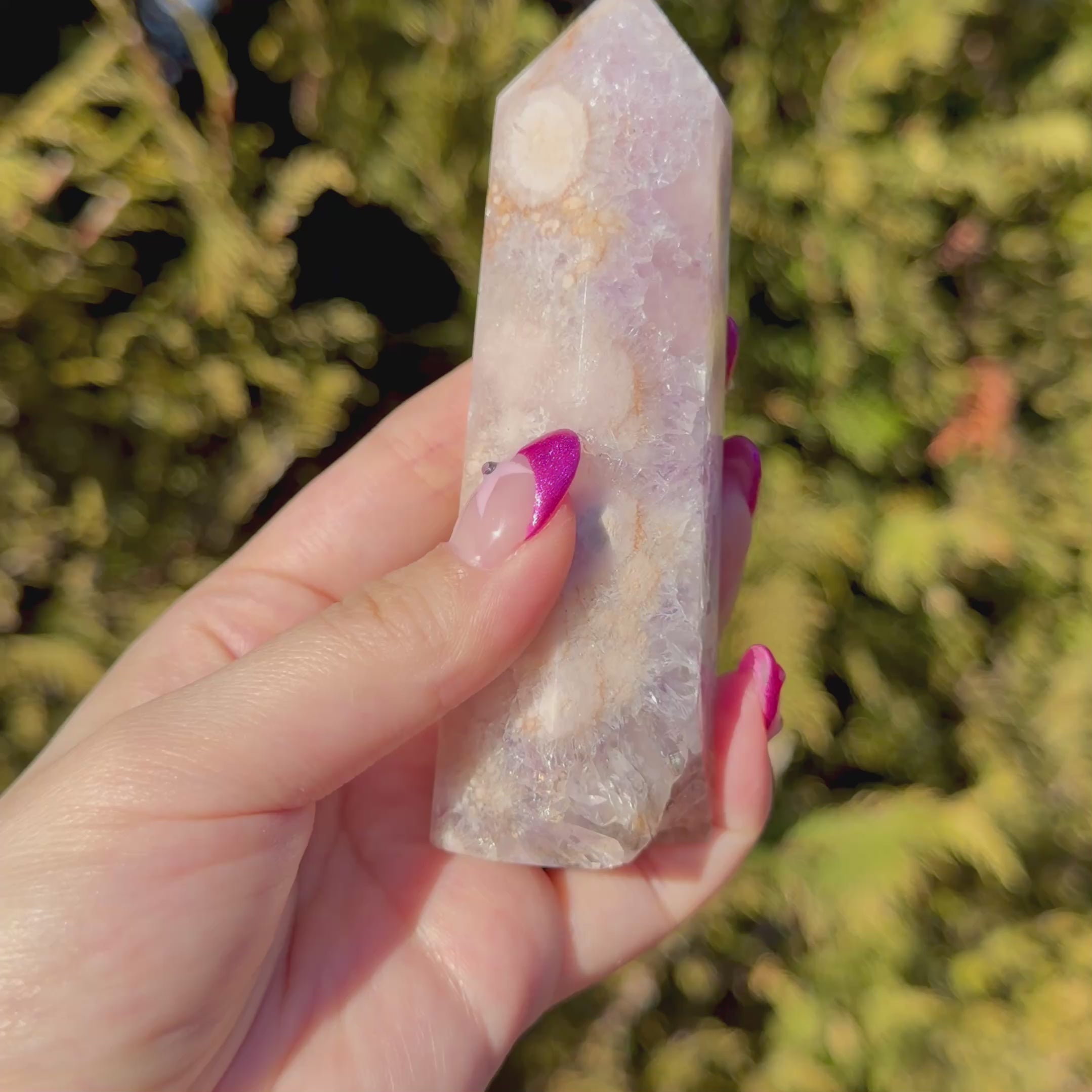 Flower Agate x Pink Amethyst Tower F