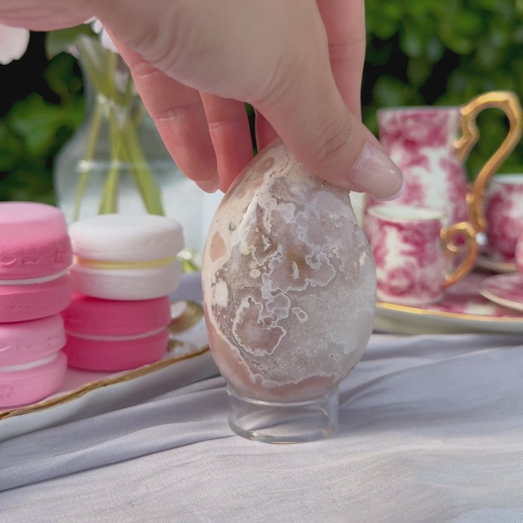 Pink Amethyst & Flower Agate Egg (Choose Your Own)