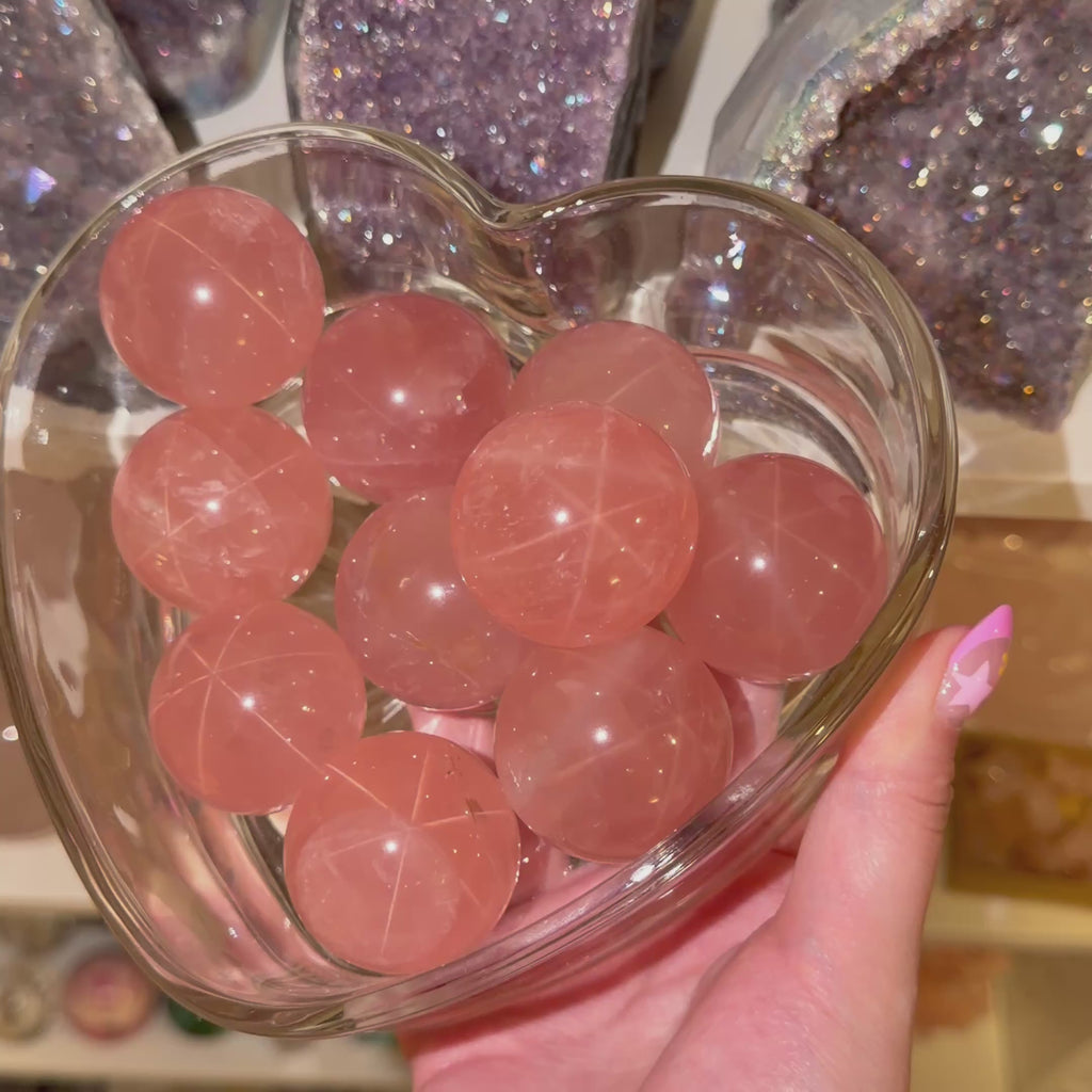 Rose Quartz Spheres with Asterisms (Intuitively Picked)