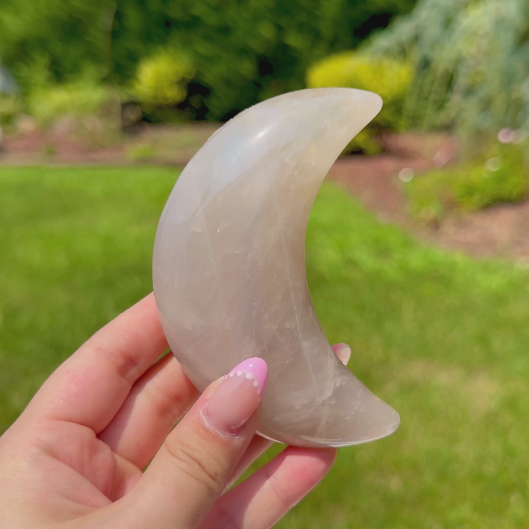 Blue Rose Quartz Moon W/ Stand (Choose Your Own)