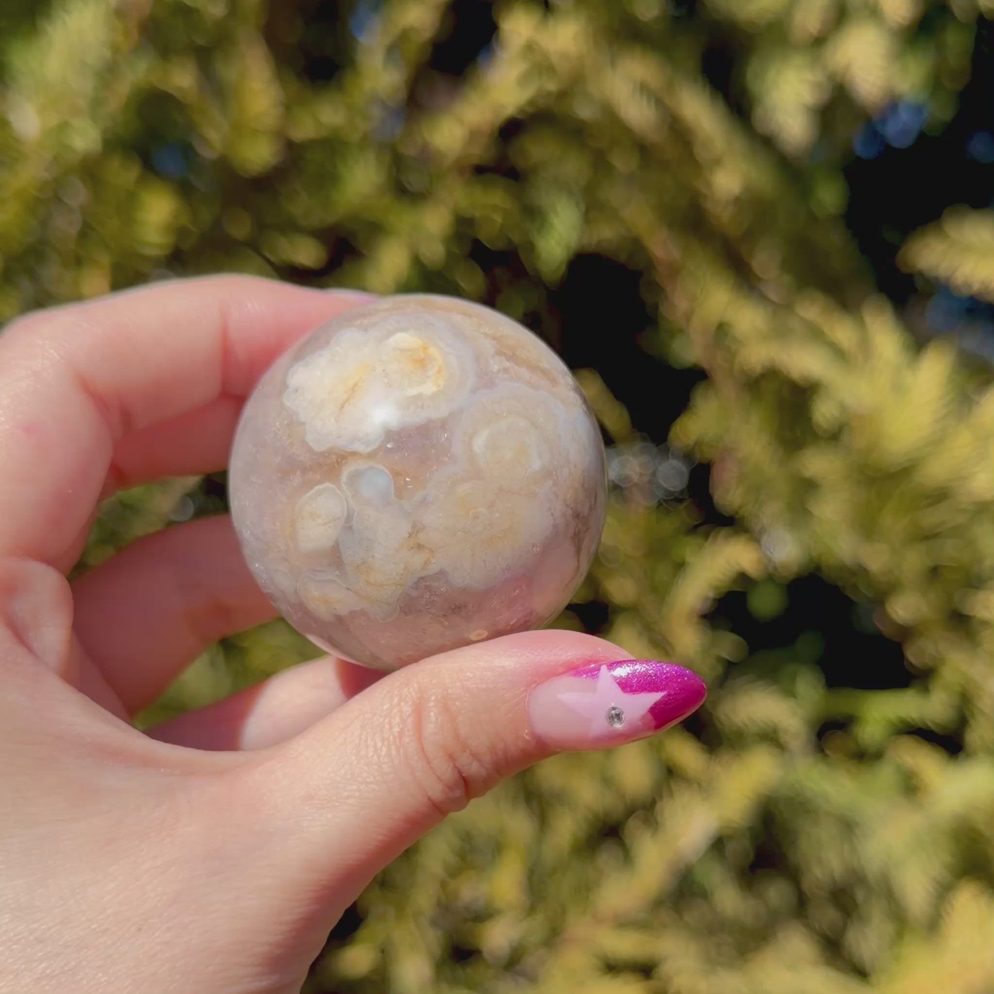 Flower Agate x Pink Amethyst Sphere A