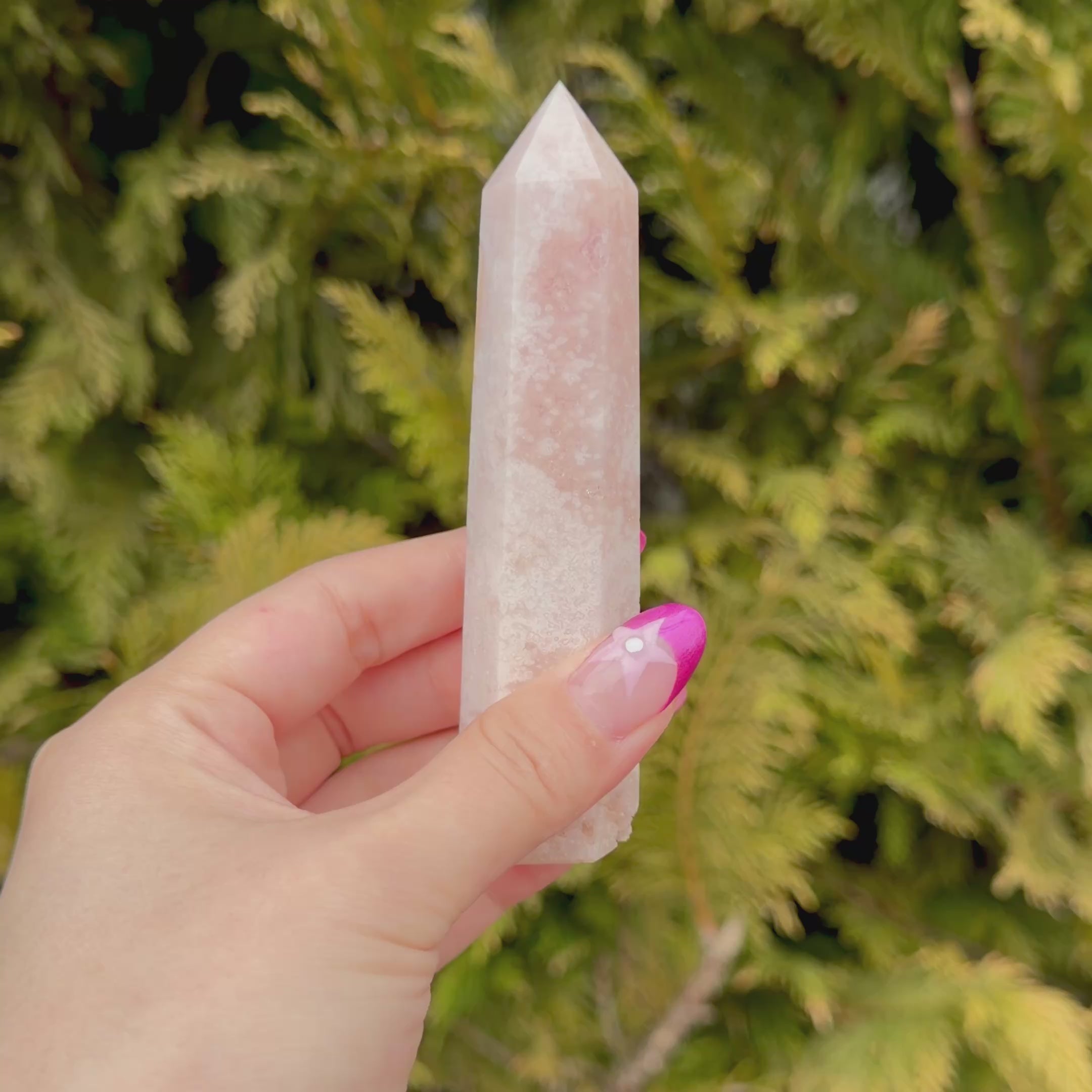 Flower Agate x Pink Amethyst Tower H